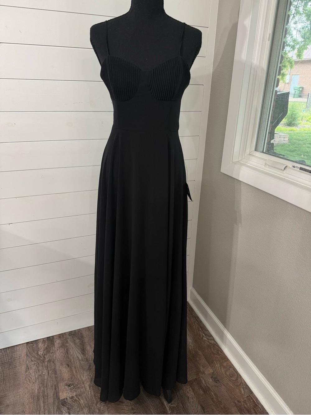 Lulus Cause For Commotion Black Maxi Dress Small Pleated Bustier Formal NWT - Picture 4 of 13